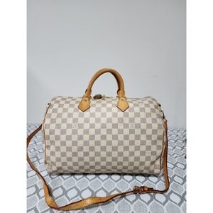 Louis Vuitton Speedy Bandouliere 35 Damier Azur Shoulder Bag Beige/Cream